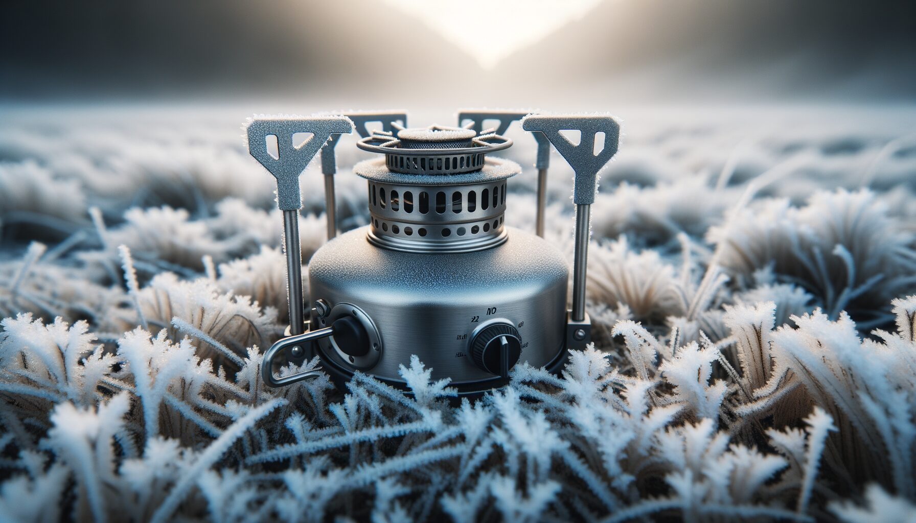 Photo camping stove in frost