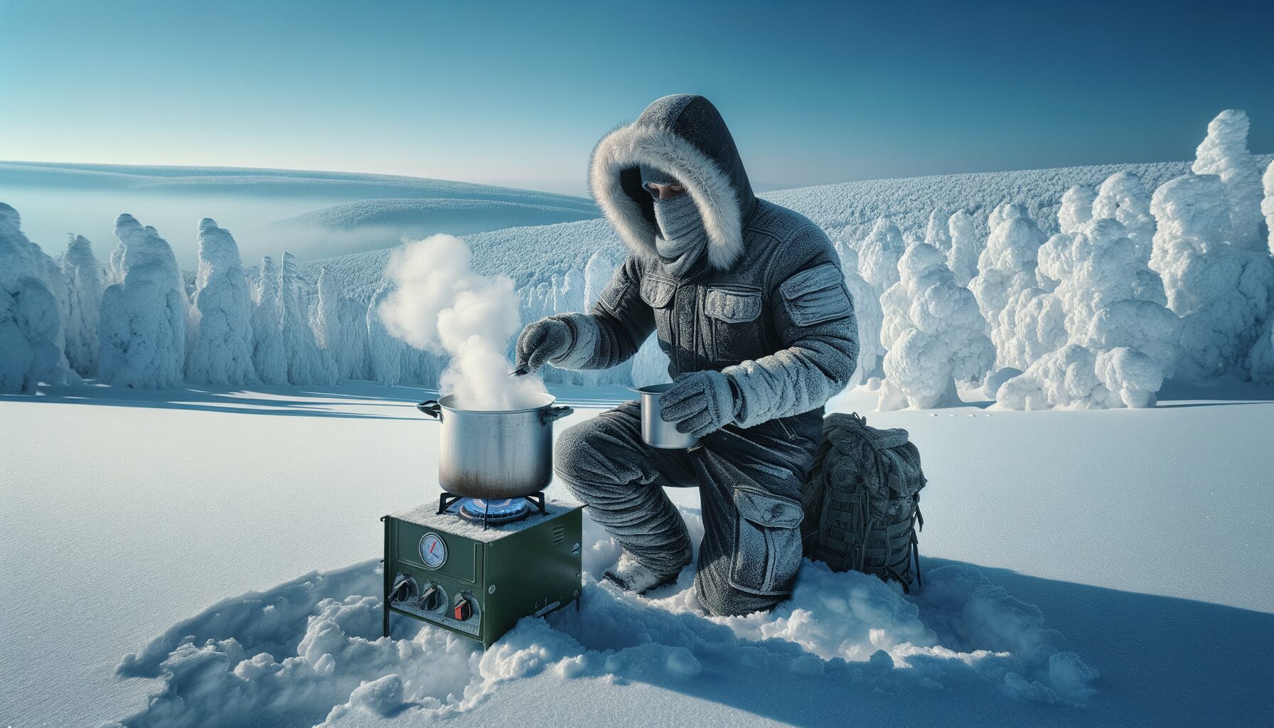 Photo cooking in snow