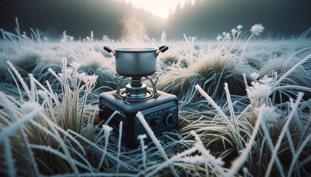 Photo camping stove in frost