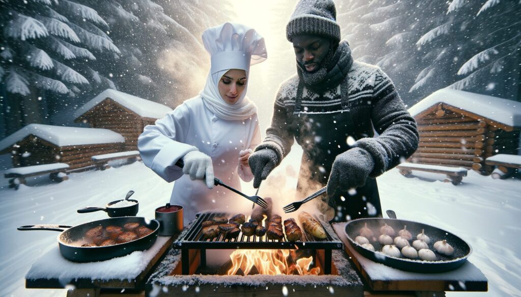 Photo cooking in snow
