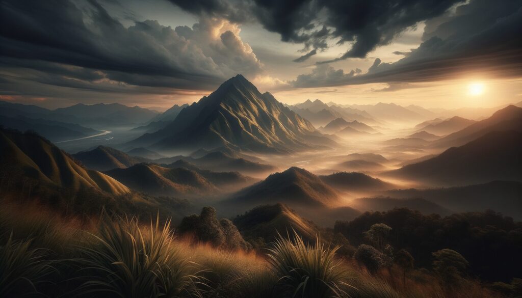 Photo moody mountain light